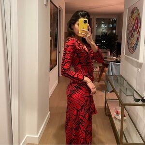 RIXO RED ZIBRA DRESS